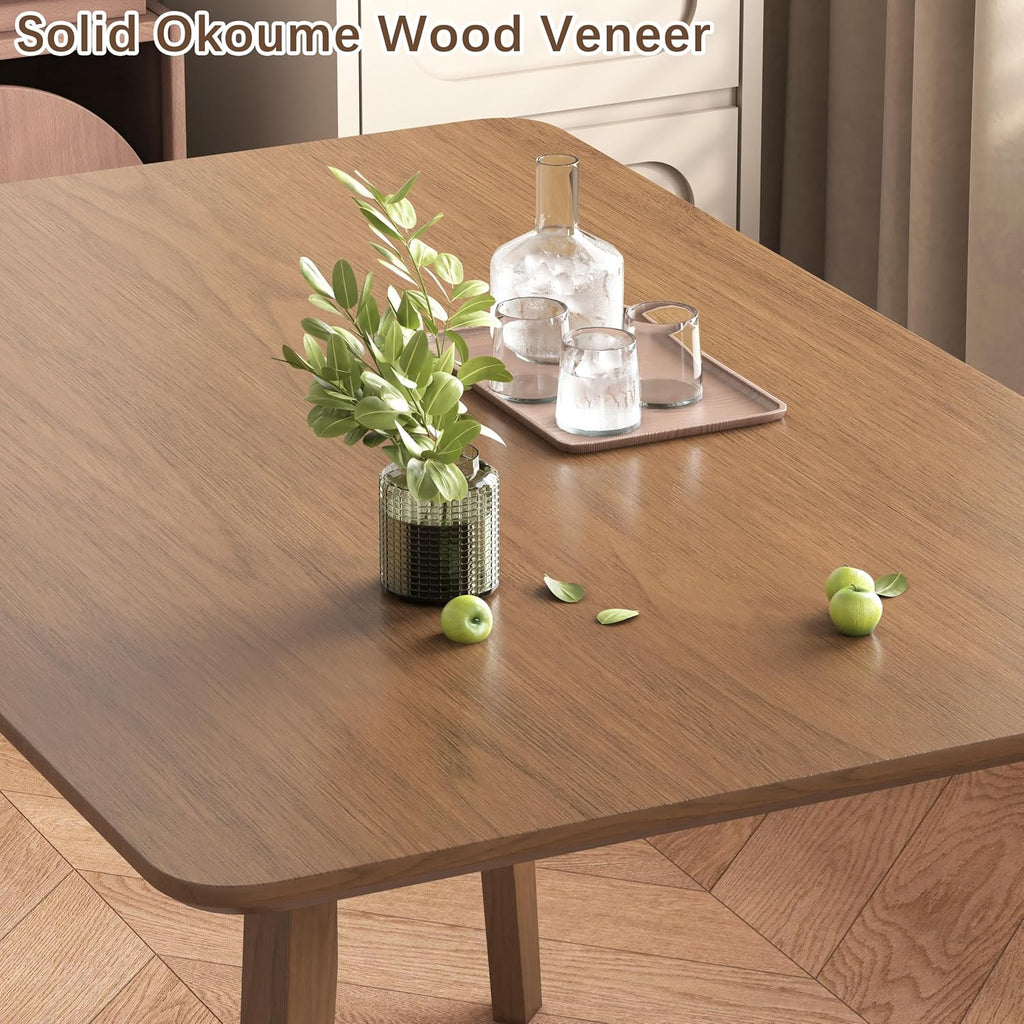 WiberWi 5 Piece Dining Table Set for 4, Solid Wood Kitchen Table Chairs Set of 4, 43.3” Space-Saving Mid Century Modern Dining Room Table, Walnut Home Furniture