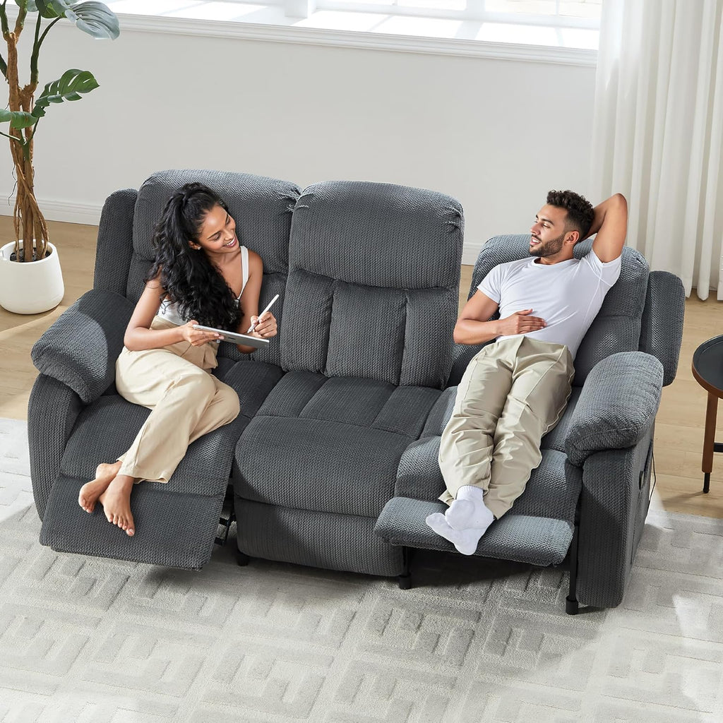 Jocisland 78" Power Reclining Sofa, Electric Recliner Couch, Dark Gray | 160° Power Reclining Sofa, Dual Wingback Design, Side Storage Pockets, Plush Fabric Upholstery