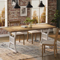 70.8" Dining Table for 4-6 People, Farmhouse Large Wooden Kitchen Table with Heavy Duty Metal Legs, Rectangle Kitchen Tables for Dining Room, Living Room, Walnut
