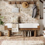 Tribesigns Upholstered Entryway Bench, Shoe Bench Padded Seat with Solid Wood Legs, Bedroom Benches End of Bed Footstool for Living Room, Mudroom, Hallway, Rubberwood Legs
