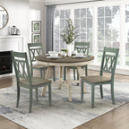 Lexicon Wood Dining Chair, Set of 2, Greywash/Antique Teal | Double Cross Back, Rustic Armless Chairs, Kitchen and Dining Room Furniture, Two-Tone Finish