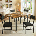 HUAHUU 5-Piece Dining Table Set for 4, Extendable Kitchen Table Set with 4 Upholstered Cushion Chairs, Rectangle Table with Metal Frame & MDF Board, Folding Space-Saving for Small Apartment, Rustic