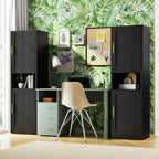 67" Tall Pantry Cabinet, Kitchen Pantry Storage Cabinet with Doors and Shelves, Slim Freestanding Storage Cabinet, Metal Utility Cabinet with Adjustable Shelves, Cord Hole, Reversible Door, Black 1