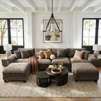 HERA'S HOUSE 158" Oversized Modular Sectional U Shaped Sofa,Chenille Ash | 6-Seater Living Room Couches, Wider Armrest and Deep Seat, Comfy Cloud Couch with Ottoman, Light Gray