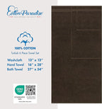 Cotton Paradise 6 Piece Towel Set, 100% Cotton Soft Absorbent Turkish Towels for Bathroom, 2 Bath Towels 2 Hand Towels 2 Washcloths, Brown Towel Set