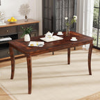 59”Farmhouse Dining Table with Carved Legs,Rectangular Kitchen Table for 4–6 Person, Solid Wood Dinner Table for Living Room, Dining Room,Easy Assembly Cherry Brown CZ-A1168-WD