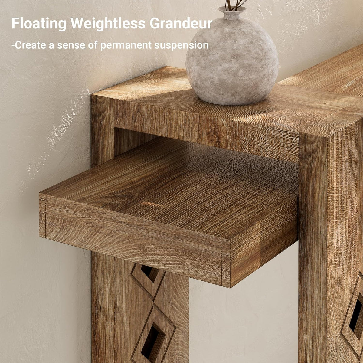 S.E.C.D Modern Console Table for Entryway, 63-Inch Floating Visual Entrance Sofa Table, Wood Hall Table for Living Room, Foyer, Hallway, Natural Oak