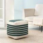 Anji Mountain Artisan Crafted Cotton Blend Pouf Ottoman | Versatile Floor Seating & Footstool for Living Room | Modern Boho Home Décor Accent | Filled Pouffe | Soft & Fluffy Ottoman Pouf, Lightweight, Decorative Floor Pouf Seating for Bedroom & Home