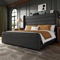 Queen Size Bed Frame with 59'' Tall Headboard with Readlight, Black