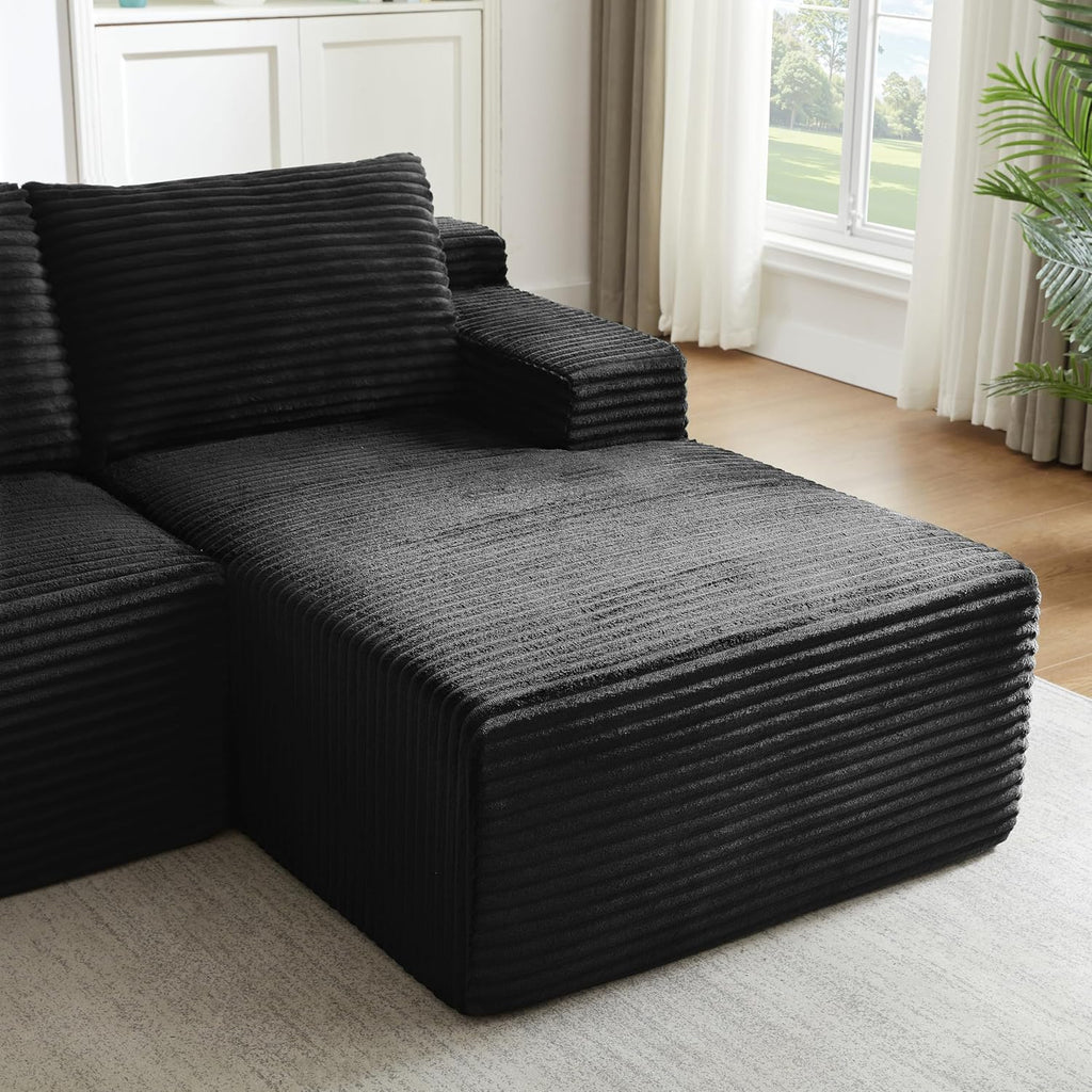 96" Sectional Sofa Cloud Couch with Deep Seat, Modern L-Shape Compressed Sofa Couch with Right Facing Chaise,Upholstered Couches for Living Room