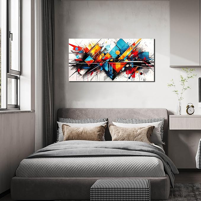 Abstract Pictures for Living Room Wall Decoration - Colorful Room Wall Decor for Bedroom - Modern Office Wall Art Size 20" x 40"