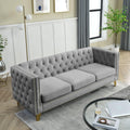 mikibama 80.5" Velvet 3 Seater Sofa Couch for Living Room,Button Tufted 3-Seat Couches with Nailhead Trims,Modern Upholstered Sofas with Golden Metal Legs for Bedrooom,Office