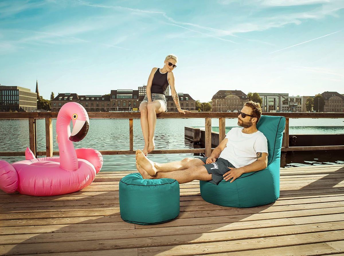 GOUCHEE Design Swing Brava Collection Polyester Upholstered Bean Bag Armless Lounge Chair, X-Large, Turquoise