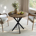 Unovivy 31.5" Small Round Dining Table for 2-4, Space Saving Circle Kitchen Dinner Table, Industrial Mid Century Modern Dining Room Desk for Kitchen, Apartment, Natural Oak