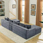 ERYE 127" U-Shaped Cloud Sectional Couch Oversized Modular Compressed Sectional Sofa with Ottoman Chaise Lounges & Console, Plush Corduroy Symmetrical Sofa, Grey