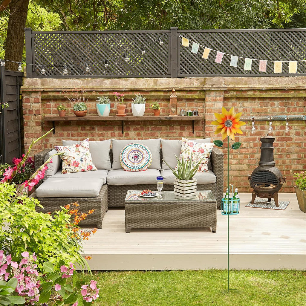 hogardeck Outdoor Wind Spinner, 61" Metal Sunflower Wind Spinner with Stake, 360° Rotating Windmill Yard Art, Kinetic Wind Sculptures for Home Lawn Backyard Patio Decor, Gifts for Garden Lovers