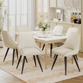Alunaune Modern Dining Chairs Set of 6, Mid Century Upholstered Kitchen Chairs Anti Scratch Armless Leisure Accent Chair, Living Room Faux Leather Desk Side Chair with Metal Legs-Beige