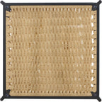 SAFAVIEH Home Collection - Omaka Square End Table, Black Metal Frame with Glass Top and Natural Woven Shelf (ACC2325A)