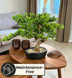 Artificial Bonsai Tree 16" Tall with Realistic Wood and Ceramic Pot Fake Plants Cypress Juniper Pine Zen Faux Plants for Home Bedroom Office Bathroom Japanese Decor