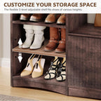 Shoe Cabinet with Bench, U-Shaped Shoe Storage Bench, Tall Shoes Cabinet with Adjustable Shelves, 63" W Lift-Top Blanket Chest with Storage, for Entryway, Living Room, Hallway, Espresso