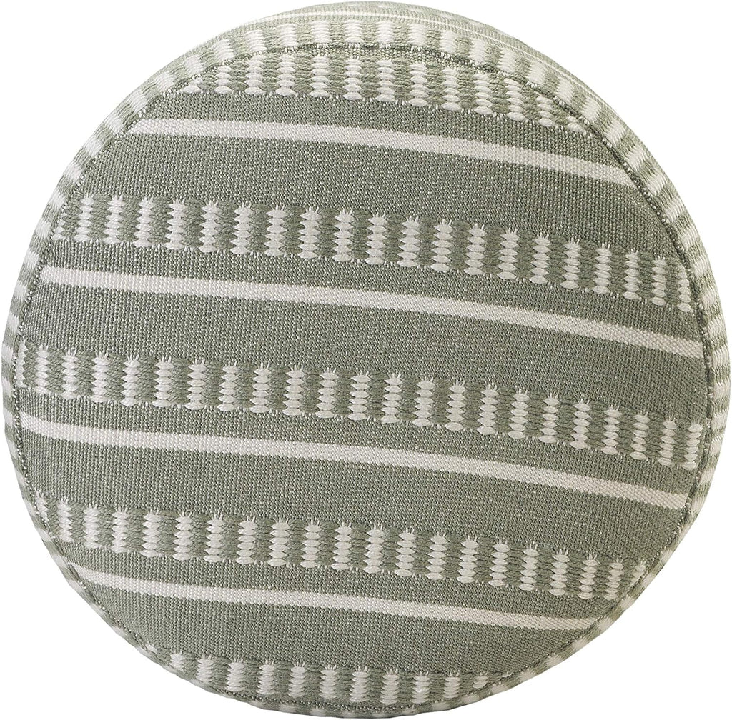 LR Home Dash and Stripe Geometric Indoor Outdoor Pouf, Green/White, 20" x 20" x 20"
