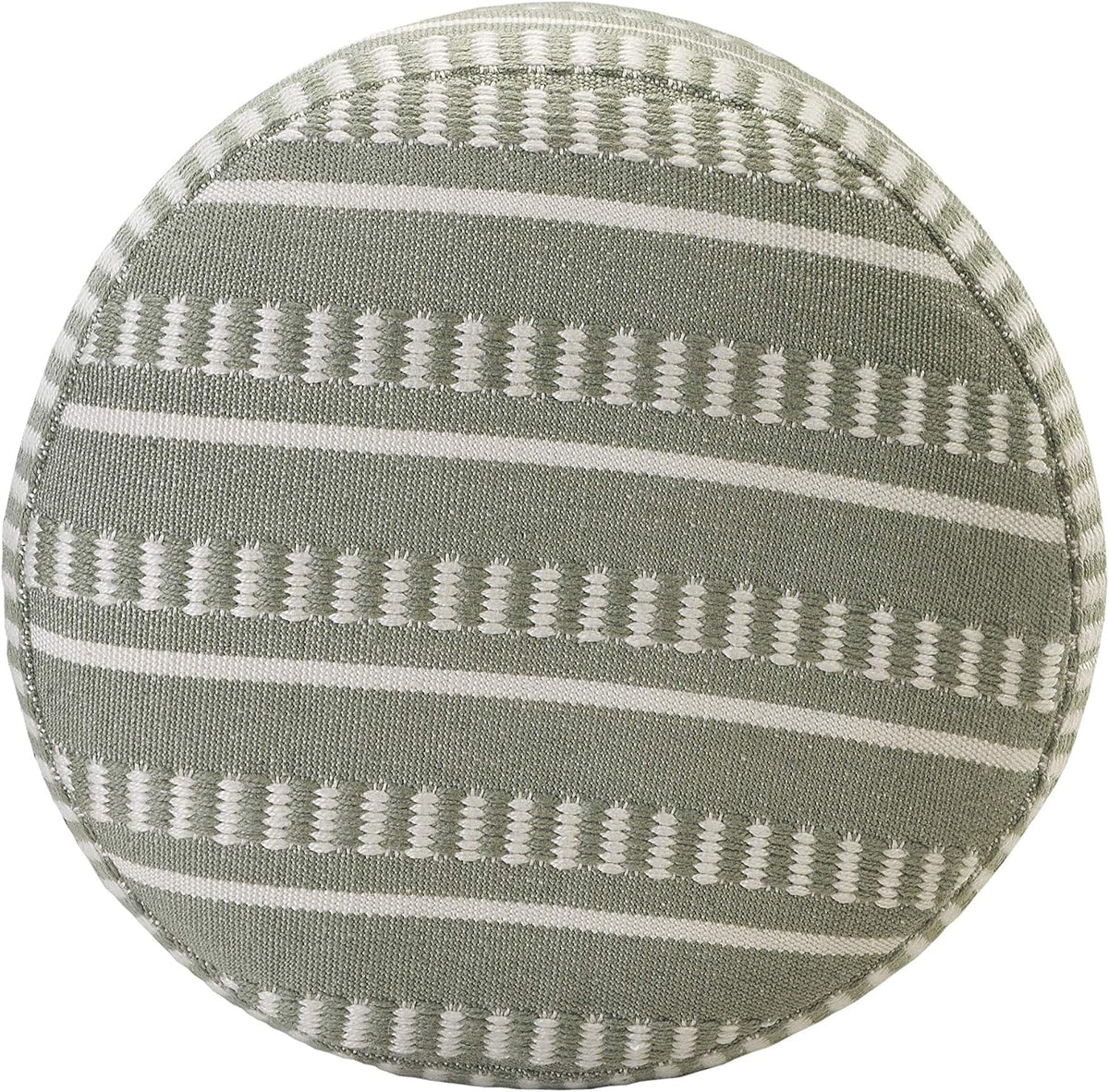 LR Home Dash and Stripe Geometric Indoor Outdoor Pouf, Green/White, 20" x 20" x 20"