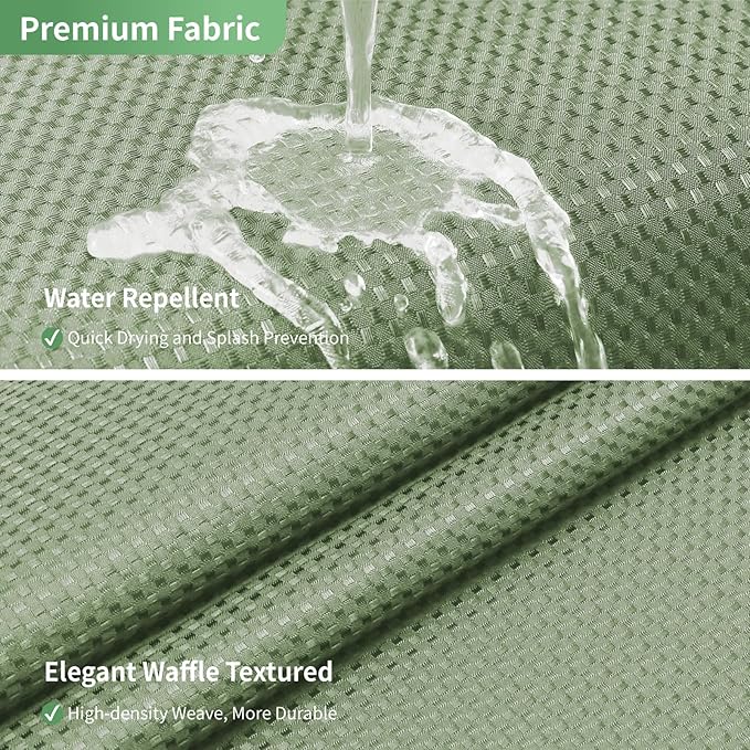 No Hook Waffle Weave Shower Curtain with Snap-in Fabric Liner Set,Sage Green Shower Curtains for Bathroom with See Through Top Window,Water Repellent & Washable,71Wx74H