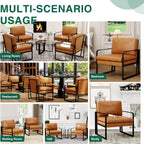 ALISH Accent Chairs, Upholstered Armchair Modern Living Room Chairs Linen Arm Chair Side Sofa Chairs Reading Chairs with Metal Legs for Bedroom, Living Room Brown