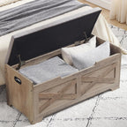 coucheta Storage Chest, Farmhouse Storage Trunk, Wooden Entryway Storage Bench with Safety Hinge and Lift-Top for Entryway, Living Room, Grey