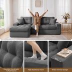 100" L Shaped Cloud Couch with Ottoman, Couches for Living Room | Modular Sectional Sofa, Upholstered Cloud Sofa with Layered Cushion, Dark Grey Sectional Couch, No Assembly