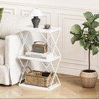 3-Tier End Table Small Side Table Tall Bedside Night Stand with Storage Sofa Side desks for Living Room Bedroom Office Bathroom Small Space White ET-03W