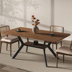 MECHYIN 55"-71" Extendable Dining Table for 4-8 with Built-in Flip Leaf | Kitchen Table, Space Saving Modern Design with Storage Shelf & Sturdy Metal Legs for Kitchen,Living Room & Small Apartments