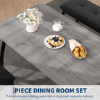 Kitchen Table Set for 4, 4-Piece Dining Table with 2 Chairs and PU Upholstered Bench - Cutting Corner Tabletop Design, Space-Saving Kitchen Furniture for Studio, Restaurant, Gray