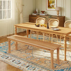Dining Bench 63" Wood Solid Oak Wooden Bed End/Entryway Bench for Bedroom Living Room Kitchen(Nature)