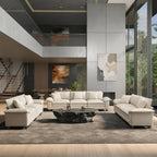 HERA'S HOUSE 3 Pieces Modular Sectional Couch Set with Armchair Loveseat | Modern 6-Seater Cloud Sofa Set , White, Wider Armrest, Comfy Deep Seat, Soft Chenille Furniture Set for Living Room