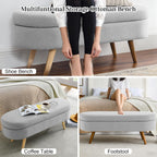 Storage Bench, 43" Storage Ottoman Bench for Bedroom, Upholstered Entryway Benches with Seating, Rubber Wood Legs, Shoe Storages Benches for Bedroom, Living Room, Entryway, Bed Side, Grey