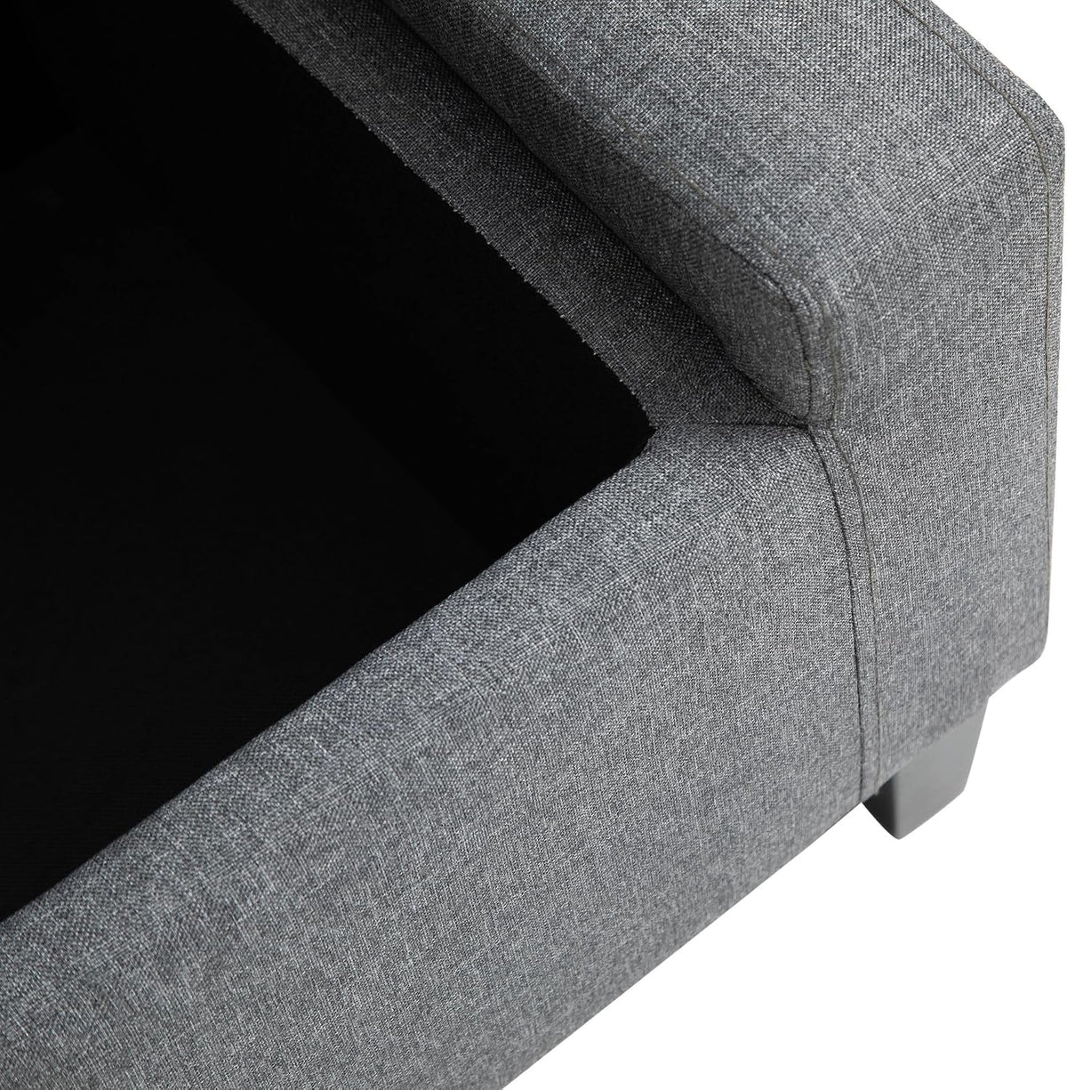 Gray Storage Ottoman with Linen Cover