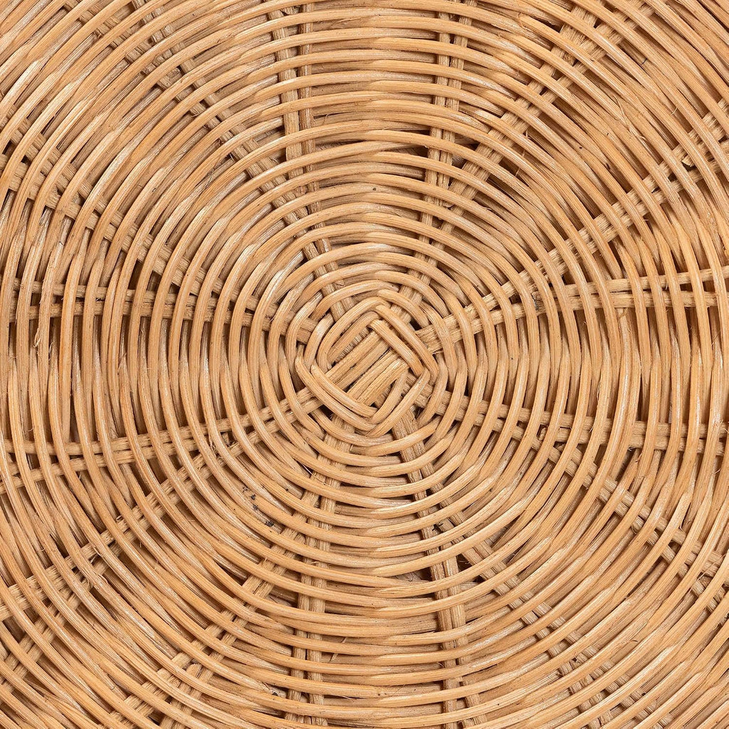 Bali & pari Caroline Round Natural Rattan End Table – Handwoven Wicker Drum Shape Accent Table for Living Room or Sunroom, Light Honey
