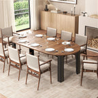 Epecoya Round Extendable Dining Table for 4-8 People, 43"-78" Wooden Oval Dining Room Table with Leaf Extension, Farmhouse Expandable Kitchen Table for Apartment, Living Room, Walnut Black