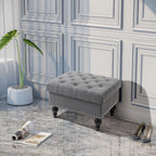 Gray Storage Ottoman with Removable Lid and Tufted Button Top