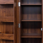 Kitchen Pantry Cabinet with 6 Shelves & 6 Side Racks, 2 Adjustable Shelves Storage Cabinet, Tall 71" Wood Pantry for Kitchen Bathroom, Walnut