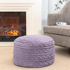 Pouf Ottoman Stuffed 20x20x12 Inches Floor Pouf Plush Fiber Ottoman Foot Rest Under Desk Foot Stool for Living Room Bedroom (Purple)