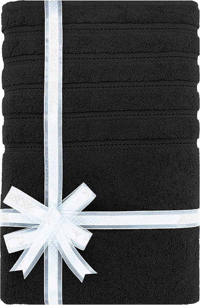 American Soft Linen 35x70 Jumbo Large Bath Towels, 600 GSM 100% Cotton Turkish Bath Sheet, Oversized Luxury Bath Towels for Bathroom Beach and Pool, Black