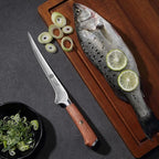 YOTSUBA Fillet Knife, 7 Inch Fish Knives for Filleting, Razor Sharp High Carbon Steel Boning Knife with Ergonomic Rosewood Handle, Professional Fish Knives for Meat with Gift Box