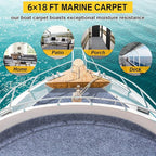 Marine Carpet,6 FT x 18 FT Blue-Gray Indoor Outdoor Carpet 0.2" Thick Boat Carpet with Water-Proof TPE Backing, Non-Slide Outdoor Marine Carpet Roll for Home, Patio, Porch, Deck