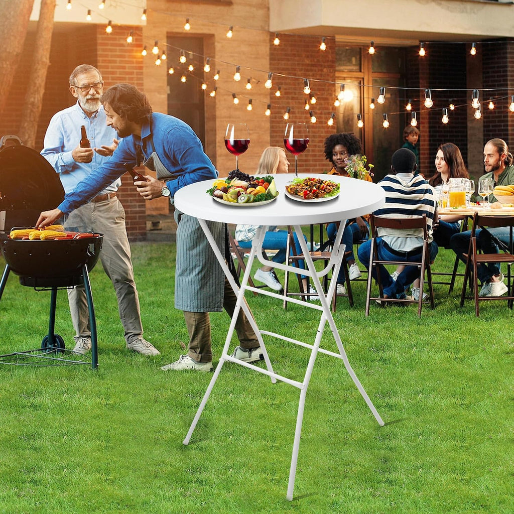 Folding Round Table, 32in Cocktail Table, High Top Table with Removable Legs, Foldable Bar Tables, Pub Tables for Weddings, Parties,Patio, Business Events (White, 32" Round - Set of 2)