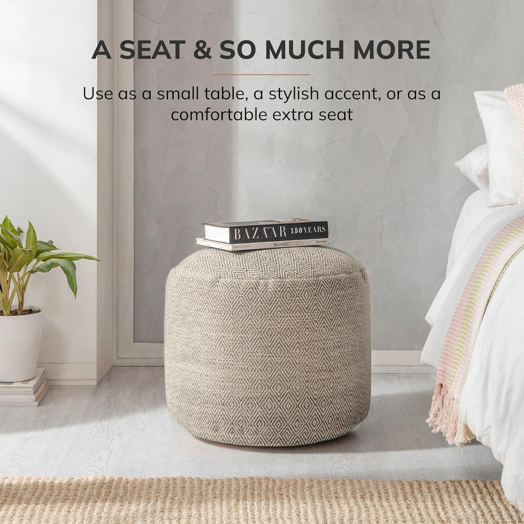 Anji Mountain 17" H x 22" W Handmade Pouf Ottoman for Living Room & Couch