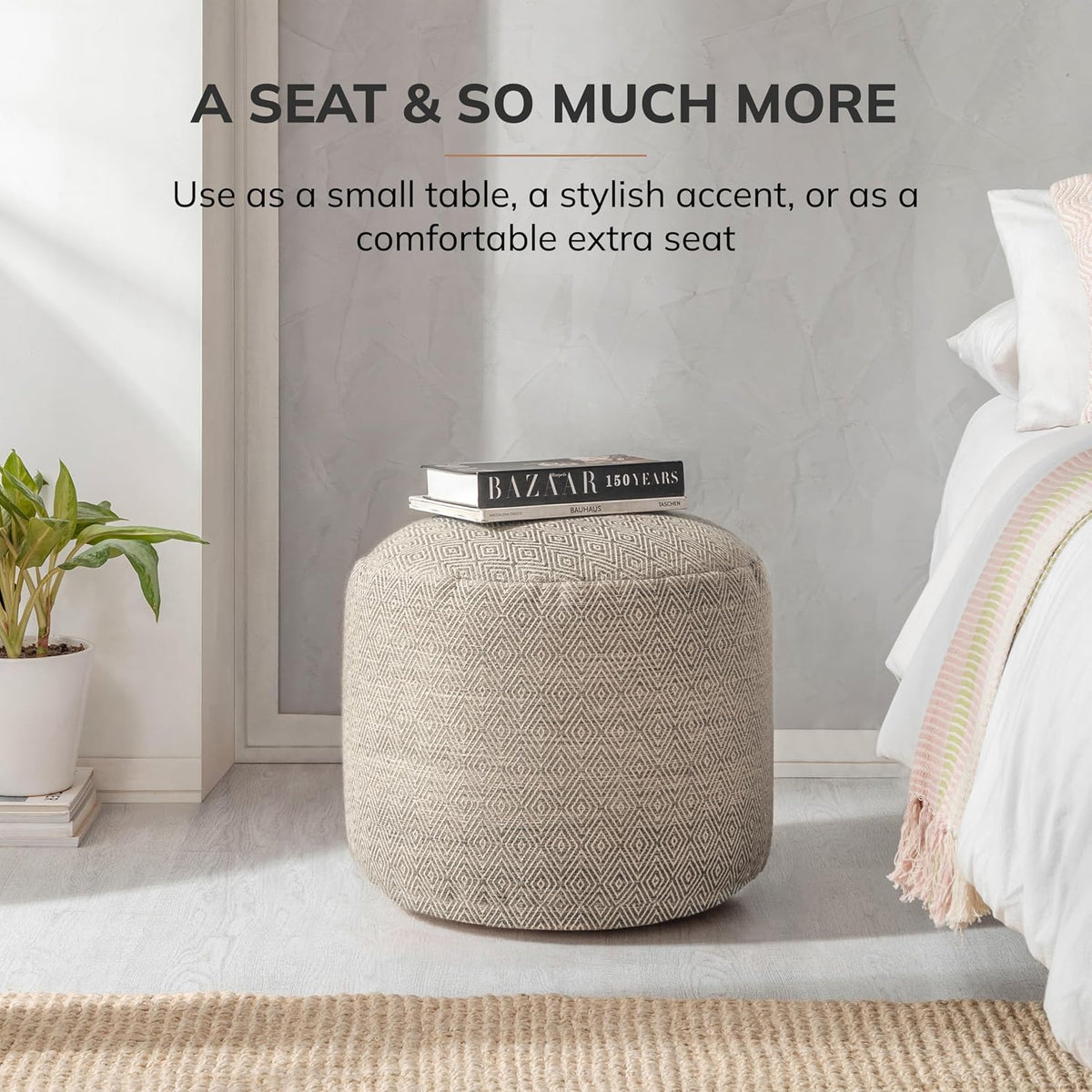 Anji Mountain 17" H x 22" W Handmade Pouf Ottoman for Living Room & Couch