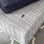 Conway Sunbrella® Outdoor Patio Wicker Rattan Ottoman in Light Gray Navy