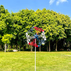 47.3” Red White & Blue Patriotic Wind Spinner – Star Design American Flag Spinner Outdoor – Metal Garden Spinners for Yard, Lawn & Patio Decor